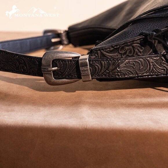 Montana West Floral Tooled Concealed Carry Hobo - Picture 14 of 16